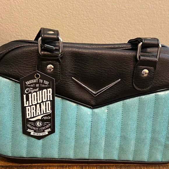 Liquor Brand Bonneville Bowler Purse with Chevron Logo - Picture 2 of 3